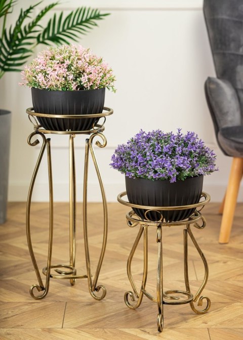 Stabilny metalowy kwietnik ZŁOTY