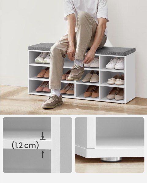 Biała pojemna szafka na buty 12 półek
