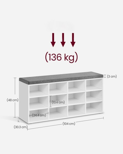 Biała pojemna szafka na buty 12 półek