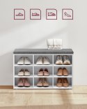 Biała szafka na buty z siedziskiem 9 półek