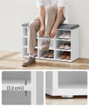 Biała szafka na buty z siedziskiem 9 półek
