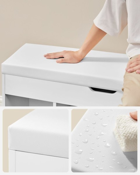 Duża biała szafka na buty z siedziskiem