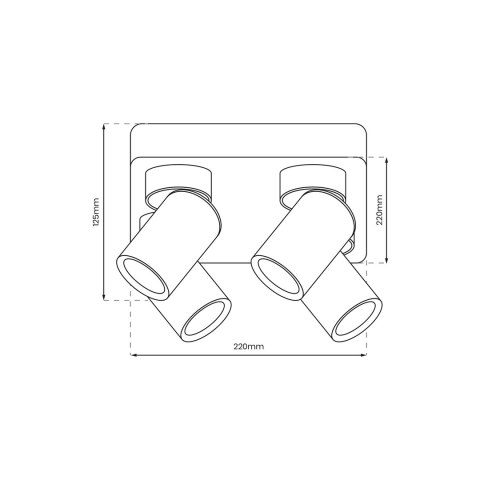 Lampa Sufitowa Spot ANDY Czarny Złoty 4xGU10 22cm
