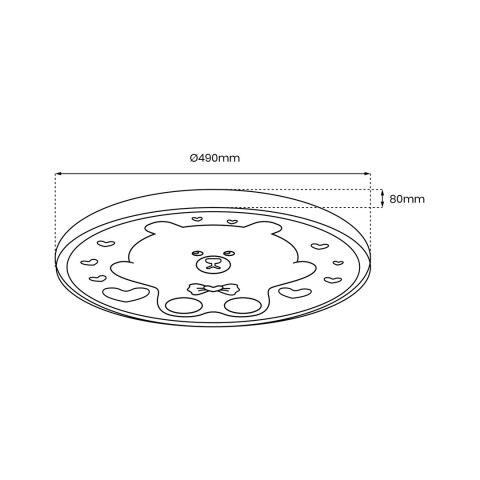 Plafon Sufitowy BEAR Różowy 34W LED 49cm