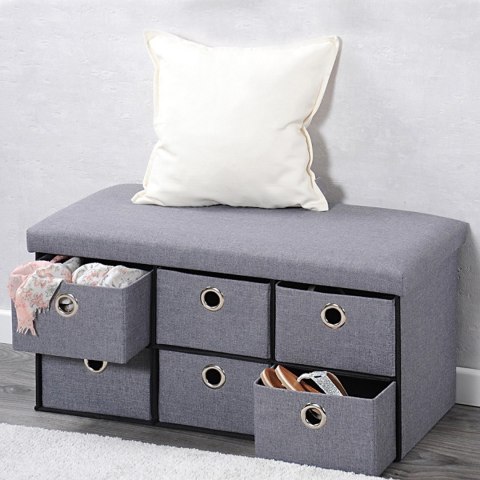 Pufa tapicerowana z szufladami 76x38x38 cm