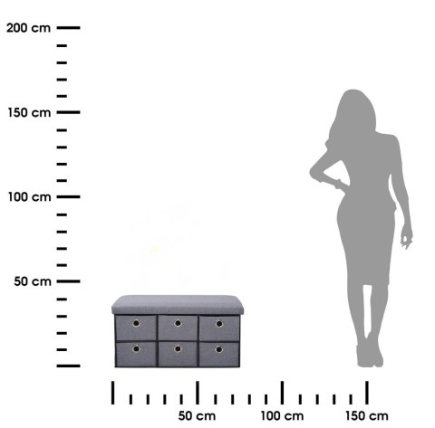 Pufa tapicerowana z szufladami 76x38x38 cm