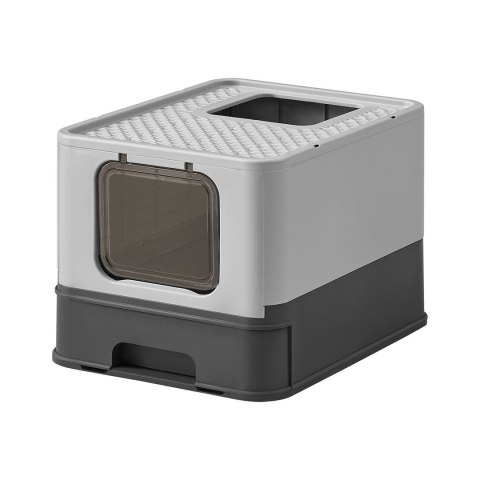 Zamykana szara kuweta z wysuwaną tacą