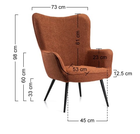 Fotel wypoczynkowy ROKER miedź boucle