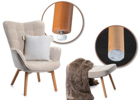 Fotel z podnóżkiem Grella Beige