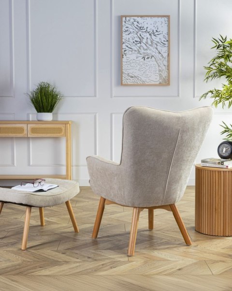 Fotel z podnóżkiem Grella Beige