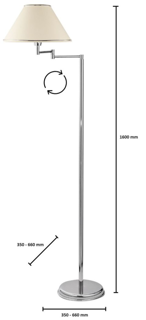 Lampa Podłogowa Regulowana BEGAMO Srebrny Beżowy 1xE27 160 cm