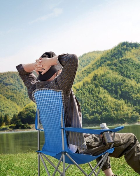 Niebieskie składane krzesła turystyczne 2 szt.