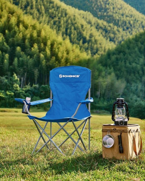 Niebieskie składane krzesła turystyczne 2 szt.