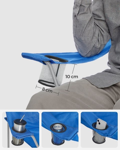 Niebieskie składane krzesła turystyczne 2 szt.