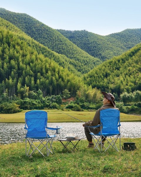 Niebieskie składane krzesła turystyczne 2 szt.
