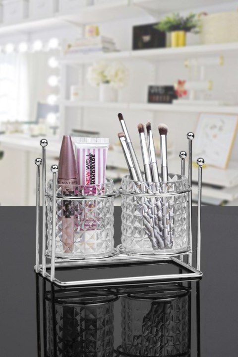 Podwójny pojemnik kosmetyczny OKYsrebrny