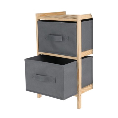 Regał drewniany z szufladami 2 poziomy 46 cm