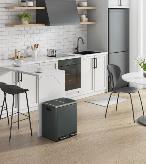 Kosz na śmieci 2 komory x 15 L szary