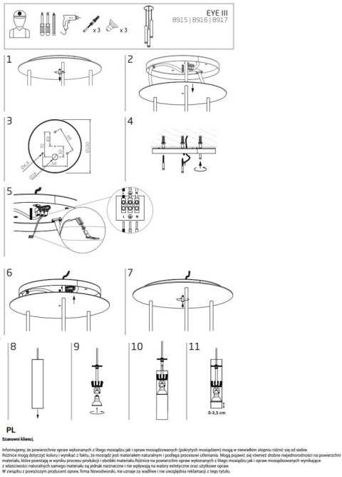 Lampa Wisząca EYE Czarny 3xGU10