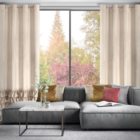 Zasłona CARLI 140x250 beżowa falbany cyr