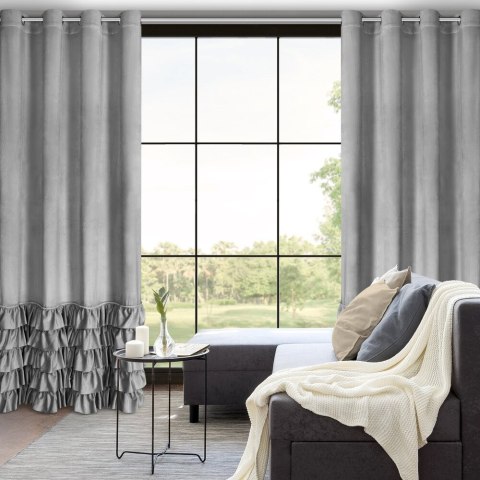 Zasłona CARLI 140x250 srebrna falbany cy