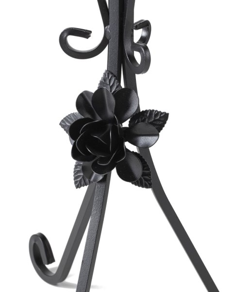 Kwietnik metalowy czarny z różą 55 cm