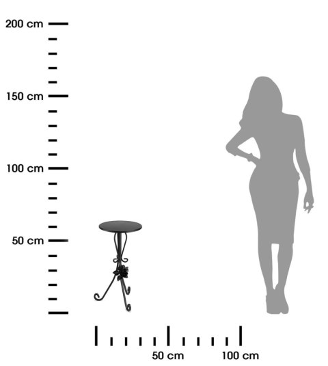 Kwietnik metalowy czarny z różą 55 cm