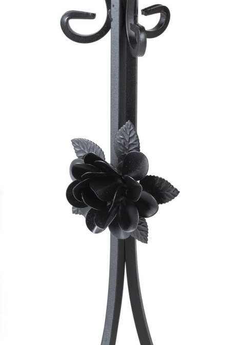 Kwietnik metalowy czarny z różą 75 cm