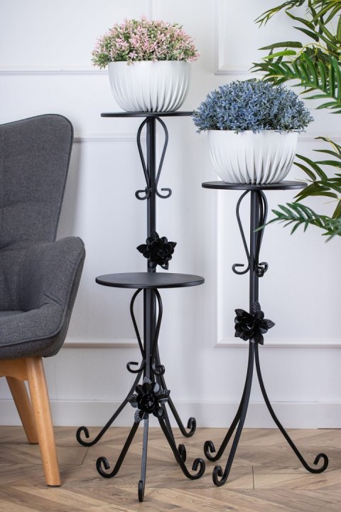 Kwietnik metalowy czarny z różą 95 cm