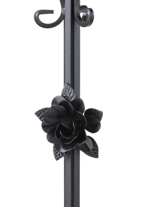 Kwietnik metalowy czarny z różą 95 cm