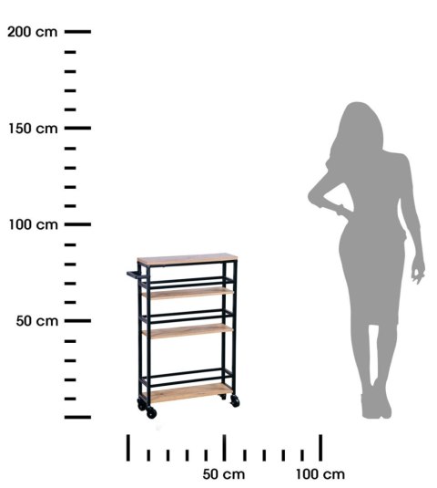 Mobilny wąski regał kuchenny 4 półki