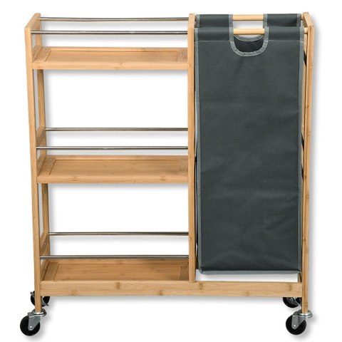 Mobilny wąski regał kuchenny z koszem