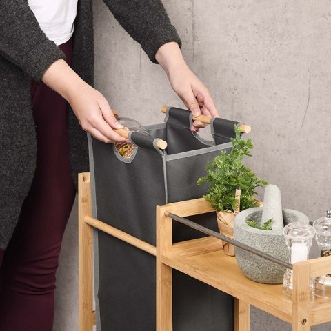 Mobilny wąski regał kuchenny z koszem