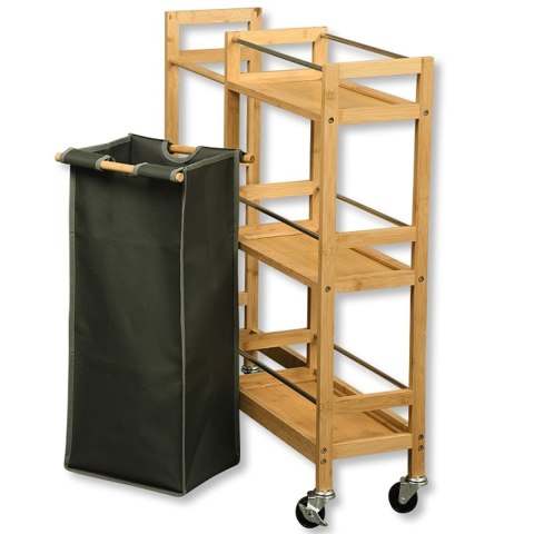 Mobilny wąski regał kuchenny z koszem