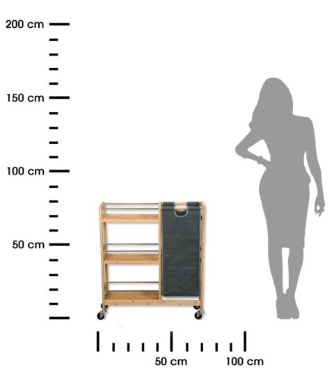 Mobilny wąski regał kuchenny z koszem