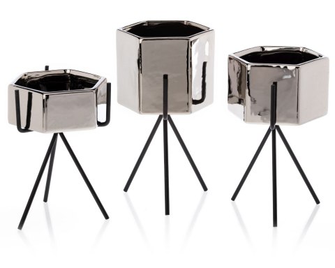 Zestaw 3 doniczek Sashi Silver