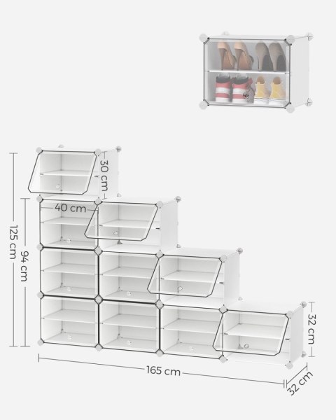 Modułowa szafka na buty 10 pudełek biały