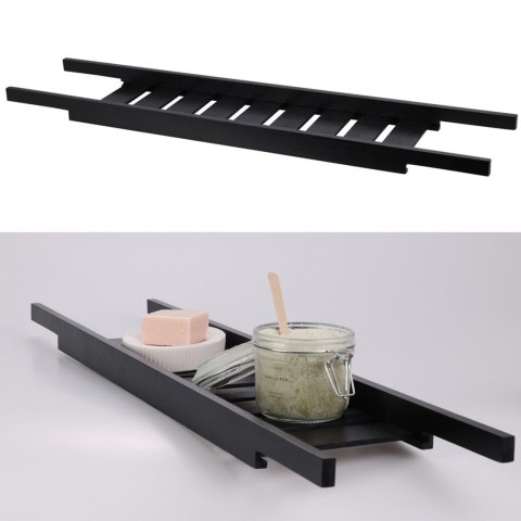 Półka na wannę bambus czarna loft 68 cm