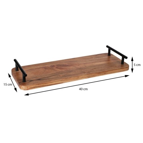 Taca drewniana z rączkami 40x15 cm