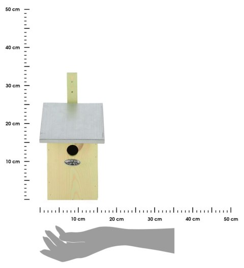 Budka lęgowa dla ptaków z lusterkiem i uchylnym daszkiem
