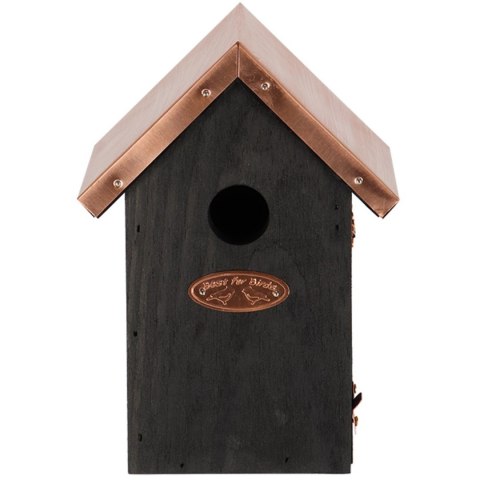 Domek dla ptaków czarny z miedzianym daszkiem