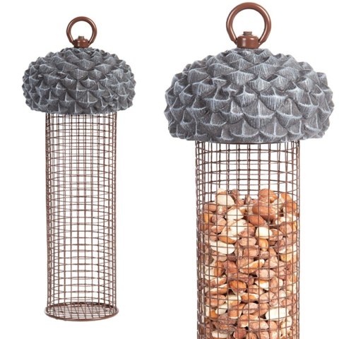 Karmnik dla ptaków wiszący na orzechy i ziarno 28 cm