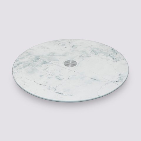Szklana taca obrotowa Biały Marmur 32 cm