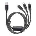 Kabel USB-A 3w1, Essager, EXCMTL-JJ01-P, USB-C/Lightning/Micro, 100W, 1.2m (czarny)