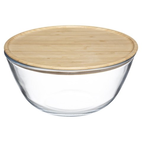 Szklana miska z bambusową pokrywą 2,7L