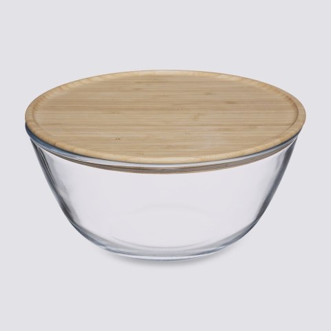 Szklana miska z bambusową pokrywą 2,7L