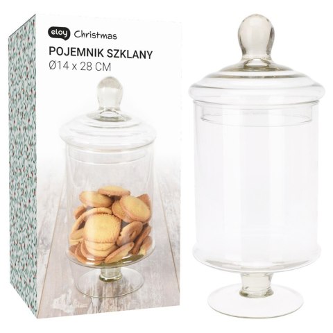 Szklany słoik na nodze na ciastka h28x14 cm