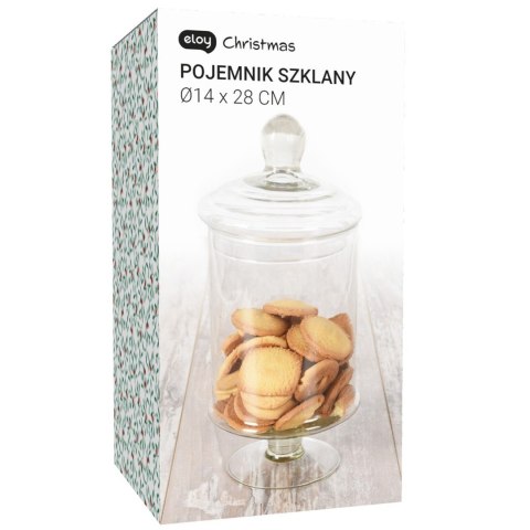 Szklany słoik na nodze na ciastka h28x14 cm