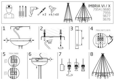 Lampa Wisząca IMBRIA Czarny 10xGU10
