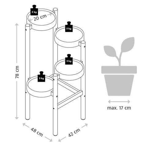 Kwietnik na cztery donice 78 cm